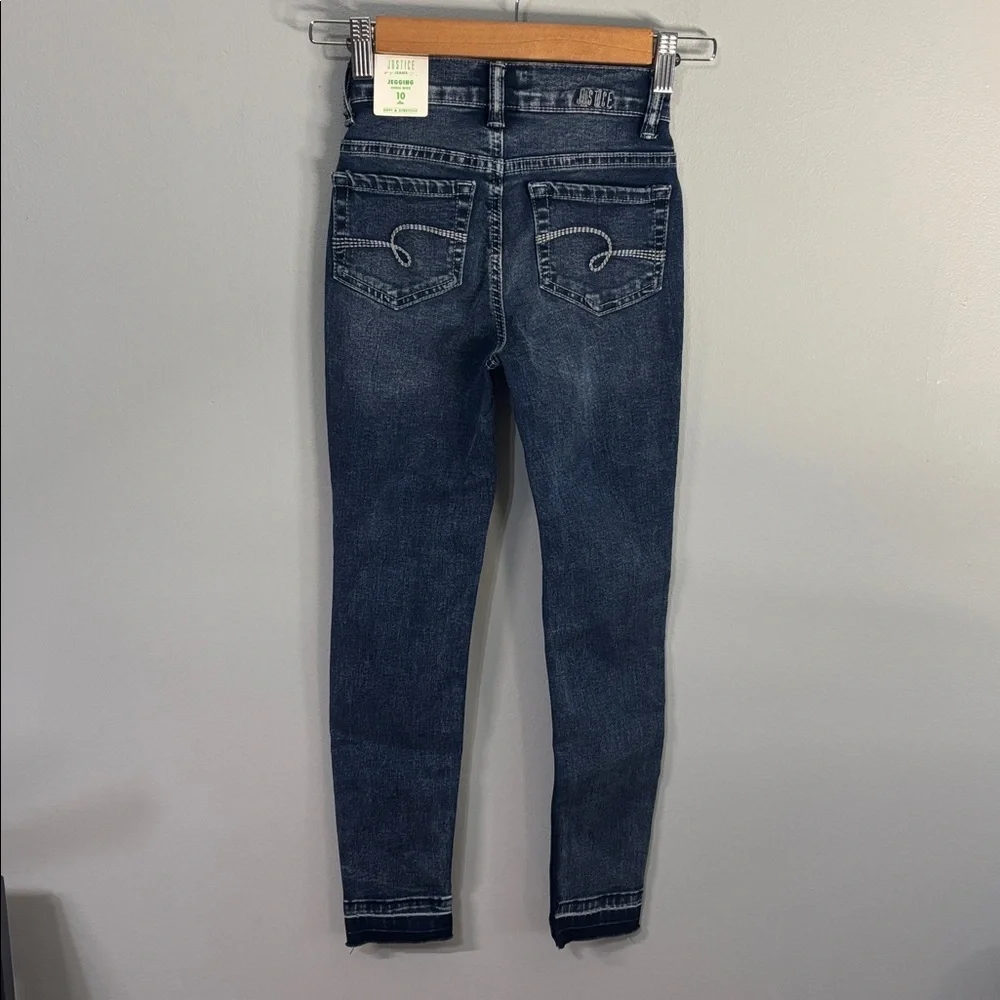 Justice Jeans Girls Size 10 Slim Blue Jegging High Rise Stretchy Button Fly